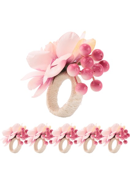 Çiçek Peçete Halkaları 6 Adet, Peçete Halkaları Tutucu, Bahar Çiçek Peçete Tokaları Tutucu Masa Süslemeleri, A (Yurt Dışından) modelleri