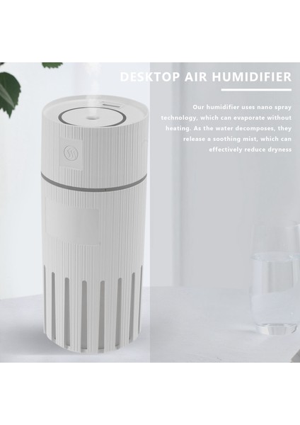 2 In 1 Mini Serin Buharlı Nemlendirici Araba Seyahat Ofis Yatak Odası Ev Için, 2 Sis Modu, 7 LED Gece Lambası Hava Temizleme Cihazı, Beyaz (Yurt Dışından)