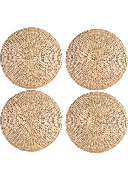 4 Paket Dokuma Servis Altlığı, Bardak Altlığı, Yuvarlak Mısır Kabuğu Servis Altlığı Rattan Masa Altlığı, Çay Kahve Için, Isı Yalıtım Pedleri, 9.8 Inç (Yurt Dışından)