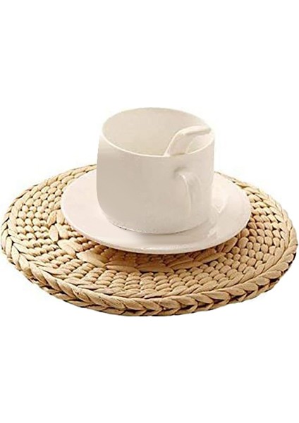 4 Paket Dokuma Servis Altlığı, Bardak Altlığı, Yuvarlak Mısır Kabuğu Servis Altlığı Rattan Masa Altlığı, Çay Kahve Için, Isı Yalıtım Pedleri, 9.8 Inç (Yurt Dışından)