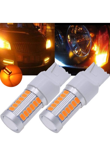 7440, T20 LED Ampuller Amber Sarı 900 Lümen Süper Parlak Dönüş Sinyalleri Işığı Fren Durdurma Park Lambası Yedekleme Ters Işık Kuyruk Ampul Dc 12V 3.6W (2'li Paket) (Yurt Dışından)