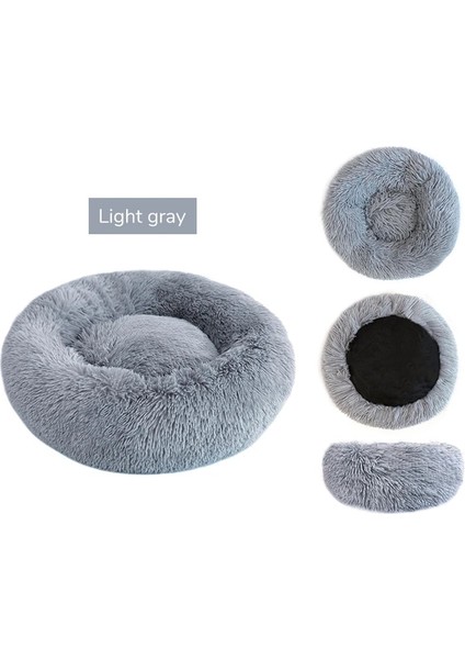 Açık Gri Stil 50CM 4kg Uyku Süper Yumuşak Köpek Yatağı Uzun Peluş Donut Yuvarlak Köpek Kulübesi Rahat Kabarık Yastık Mat Kış Sıcak Köpek Kedi Evi Için Ab Depo (Yurt Dışından)