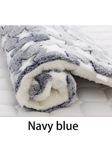 Lacivert Tarzı 79X60CM Pet Uyku Mat Kedi Yatak Köpek Yatağı Kalınlaşmış Pet Yumuşak Yün Mat Battaniye Mmattress Ev Taşınabilir Yıkanabilir Sıcak Halı (Yurt Dışından)