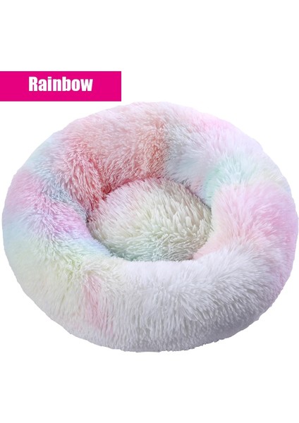 Gökkuşağı Stili L Çapı 60CM Süper Büyük Köpek Yatağı Yuvarlak Yıkanabilir Evcil Hayvan Yatak Kış Sıcak Uyku Peluş Köpek Kulübesi Kedi Paspaslar Yavru Yastık Mat Köpek Kedi Malzemeleri (Yurt Dışından)