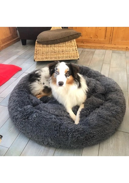 Goyal Mavi Tarzı 40CM Uzun Peluş Kabarık Pet Köpek Yatağı Claming Köpek Yatakları Donut Yuvarlak Kedi Köpek Tezgahı Yumuşak Sıcak Chihuahua Kulübesi Büyük Mat Pet Malzemeleri (Yurt Dışından) indirimleri