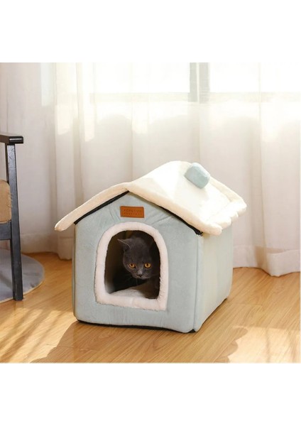 Pembe Tarzı 40CMX32CMX35CM Ayrılabilir Kedi Evi Mat ile Sevimli Karikatür Köpek Evi Sıcak Konfor Lüks Kedi Mağara Yatağı Evcil Hayvan Malzemeleri (Yurt Dışından) indirimleri