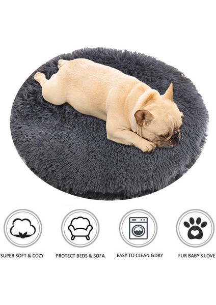 Krem Tarzı M 50CM Yuvarlak Peluş Köpek Yatağı Ev Köpek Mat Kış Sıcak Uyku Kediler Yuva Yumuşak Uzun Peluş Köpek Sepeti Pet Yastık Taşınabilir Evcil Hayvan Malzemeleri (Yurt Dışından) modelleri