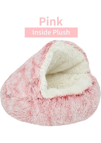 Pembe Uzun Peluş Tarzı 40X40CM Kış Uzun Peluş Pet Kedi Yatak Yuvarlak Ev Yastık Sıcak Lüks Kedi Sepeti Uyku Çantası Yuva Kulübesi 2 In 1 Küçük Köpek Kedi Evi Için (Yurt Dışından)
