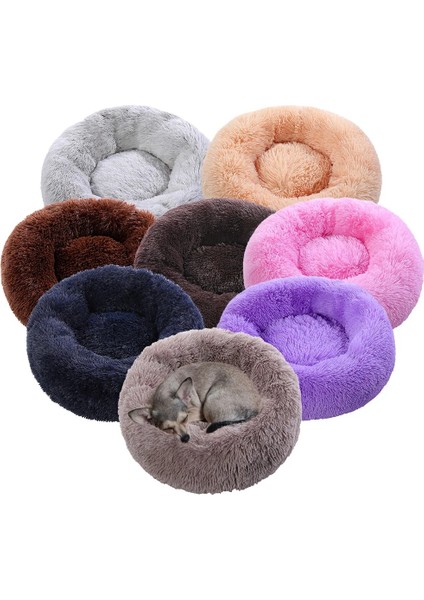 Shanhua Shop Kayısı Tarzı 40CM Yuvarlak Köpek Yatağı Çevre Dostu Peluş Dolgu Kalın Pamuklu Büyük Kanepeler Kedi Paspasları Evcil Hayvan Kulübesi Kış Evcil Hayvanlar Yuva Minderi Köpekler Ürünleri (Yurt Dışından)