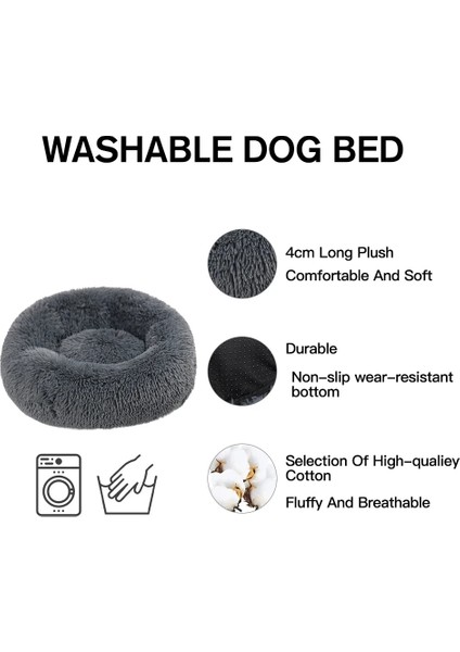 Shanhua Shop Kayısı Tarzı 40CM Yuvarlak Köpek Yatağı Çevre Dostu Peluş Dolgu Kalın Pamuklu Büyük Kanepeler Kedi Paspasları Evcil Hayvan Kulübesi Kış Evcil Hayvanlar Yuva Minderi Köpekler Ürünleri (Yurt Dışından)