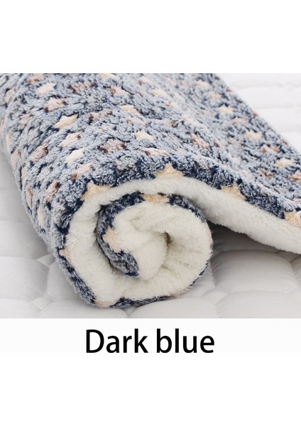 Lacivert Tarzı 49X32CM Pet Uyku Mat Kedi Yatak Köpek Yatağı Kalınlaşmış Pet Yumuşak Yün Mat Battaniye Mmattress Ev Taşınabilir Yıkanabilir Sıcak Halı (Yurt Dışından)