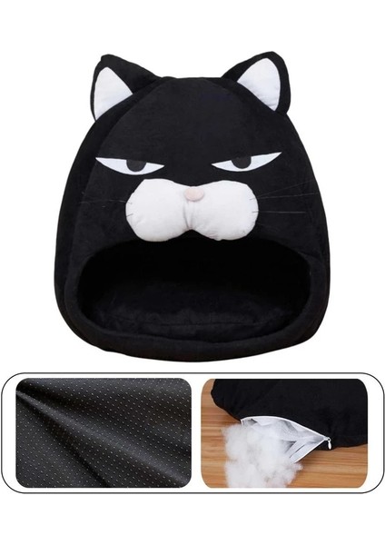 Siyah Stil 38CM38CM38CM Karikatür Kedi Yatak Evi Kış Sıcak Polar Yıkanabilir Yumuşak Köpek Yuva Kedi Mağarası Çadır Uyku Için Su Geçirmez Evcil Hayvanlar Uyku Çantaları Malzemeleri (Yurt Dışından) indirimleri