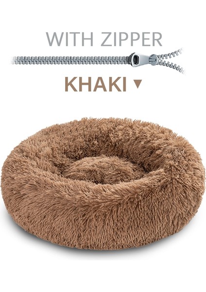 Haki Stili M-60CM King Köpek Yatağı Kanepe Xl Dinozor Köpek Uyku Yatağı Yıkanabilir Xxxl Hafıza Formu Küçük Kış Rahat Donut Sakinleştirici Uzun Peluş Köpek Yatakları (Yurt Dışından)
