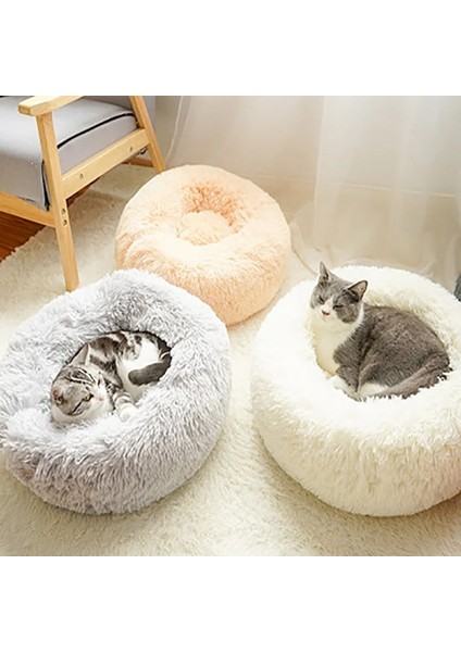 Drak Gri Tarzı Xs Çapı 40CM Kedi Yatak Ev Yuvarlak Uzun Peluş Süper Yumuşak Pet Köpek Yatağı Kış Sıcak Uyku Tulumu Yavru Büyük Köpekler Için Yuva Ürünleri Kedi Mat (Yurt Dışından) modelleri