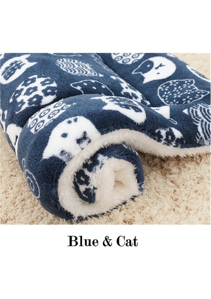 Kedi Stili ile Mavi 32X25CM Yumuşak Flanel Kalınlaşmış Pet Yumuşak Polar Ped Pet Battaniye Yatak Mat Yavru Köpek Kedi Kanepe Yastık Ev Halısı Sıcak Tutmak Uyku Örtüsü (Yurt Dışından)