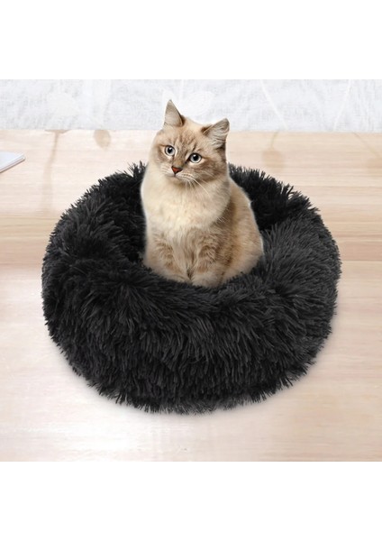 Haki Stili 40CM Kedi Süper Yumuşak Uzun Peluş Sıcak Mat Sevimli Hafif Kulübesi Pet Uyku Sepeti Yatak Yuvarlak Kabarık Rahat Dokunmatik Evcil Hayvan Ürünleri (Yurt Dışından) fırsatları