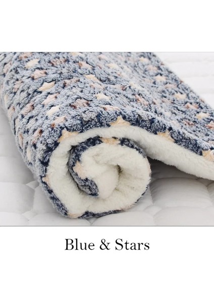 Yıldız Stili ile Mavi M 61X41CM Köpek Yatağı Cama Perro Kalınlaşmış Köpek Mat Pet Kedi Yumuşak Polar Ped Battaniye Yatak Mat Yastık Ev Yıkanabilir Halı Sıcak Tutmak Pet Malzemeleri (Yurt Dışından)