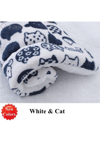 Kedi Stili ile Beyaz 32X25CM Yumuşak Flanel Kalınlaşmış Pet Yumuşak Polar Ped Pet Battaniye Yatak Mat Yavru Köpek Kedi Kanepe Yastık Ev Halısı Sıcak Tutmak Uyku Örtüsü (Yurt Dışından)