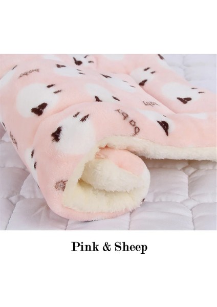 Koyun Stili ile Pembe U 69X52CM Yumuşak Flanel Kalınlaşmış Pet Yumuşak Polar Ped Pet Battaniye Yatak Mat Yavru Köpek Kedi Kanepe Yastık Ev Halısı Sıcak Tutmak Uyku Örtüsü (Yurt Dışından)
