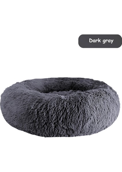 Drak Gri Tarzı Çap 40CM Donut Köpek Yatağı Sıcak Yumuşak Uzun Peluş Pet Yastık Için Samll Büyük Köpek Evi Kedi Sakinleştirici Yatak Yıkanabilir Kulübesi Kanepe Köpekler Malzemeleri (Yurt Dışından)