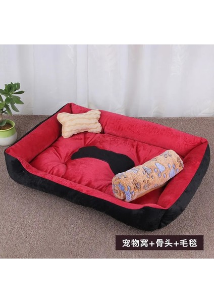 Kemik Kırmızısı 3'ü 1 Arada Stil 58X45 cm Pet Büyük Köpek Yatağı Sıcak Ev Şeker Renkli Kare Yuva Küçük Orta Büyük Köpekler Için Pet Kulübesi Kedi Yavrusu Artı Boyutu Köpek Sepetleri (Yurt Dışından)