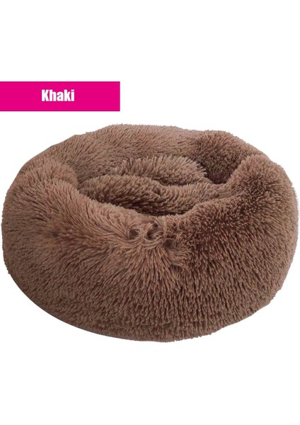 Haki Stili L Çapı 60CM Süper Büyük Köpek Yatağı Yuvarlak Yıkanabilir Evcil Hayvan Yatak Kış Sıcak Uyku Peluş Köpek Kulübesi Kedi Paspaslar Yavru Yastık Mat Köpek Kedi Malzemeleri (Yurt Dışından)