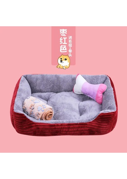 Rüzgar Kırmızısı 3'ü 1 Arada Stil 40X30 cm Pet Büyük Köpek Yatağı Sıcak Ev Şeker Renkli Kare Yuva Küçük Orta Büyük Köpekler Için Pet Kulübesi Kedi Yavrusu Artı Boyutu Köpek Sepetleri (Yurt Dışından)