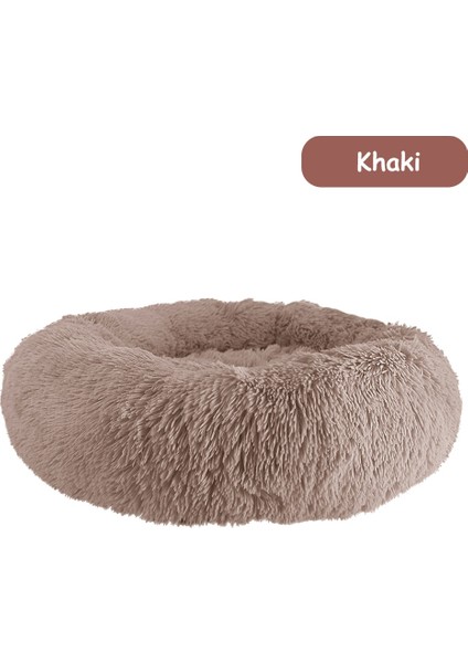 Haki Stili Çap 40CM Donut Köpek Yatağı Sıcak Yumuşak Uzun Peluş Pet Yastık Için Samll Büyük Köpek Evi Kedi Sakinleştirici Yatak Yıkanabilir Kulübesi Kanepe Köpekler Malzemeleri (Yurt Dışından)