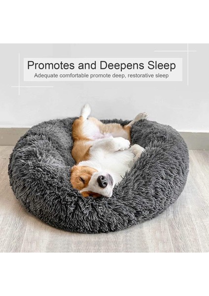 Haki Stili Çap 40CM Donut Köpek Yatağı Sıcak Yumuşak Uzun Peluş Pet Yastık Için Samll Büyük Köpek Evi Kedi Sakinleştirici Yatak Yıkanabilir Kulübesi Kanepe Köpekler Malzemeleri (Yurt Dışından) modelleri