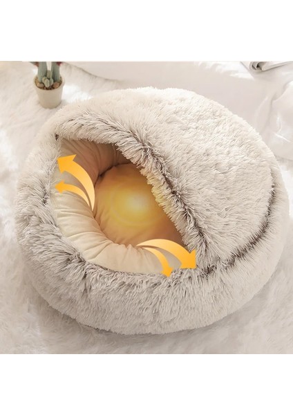 Gri Tarzı 35X35CM Pet Kedi Yatağı Peluş Yuvarlak Sıcak Konfor Kedi Evi Yumuşak Uzun Peluş Derin Uyku Kedi Nesk Uyku Tulumu 2'si 1 Arada Kaymaz Evcil Hayvan Malzemeleri (Yurt Dışından) fiyatları