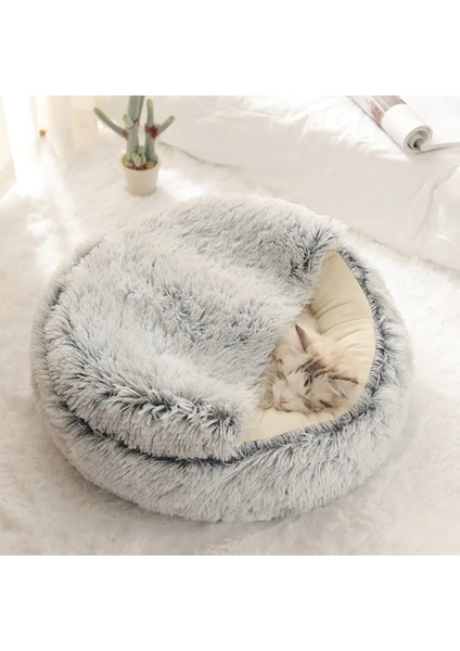Gri Tarzı 35X35CM Pet Kedi Yatağı Peluş Yuvarlak Sıcak Konfor Kedi Evi Yumuşak Uzun Peluş Derin Uyku Kedi Nesk Uyku Tulumu 2'si 1 Arada Kaymaz Evcil Hayvan Malzemeleri (Yurt Dışından) indirimleri
