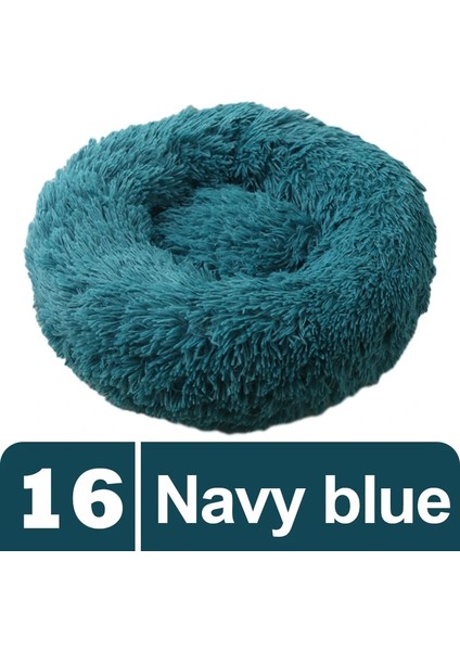 Lacivert Tarzı 30CM Uzun Peluş Kabarık Pet Köpek Yatağı Claming Köpek Yatakları Donut Yuvarlak Kedi Köpek Tezgahı Yumuşak Sıcak Chihuahua Kulübesi Büyük Mat Pet Malzemeleri (Yurt Dışından)