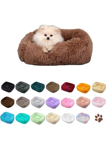 Deniz Mavisi Renk Stili 45X35CM Pet Yataklar Uzun Peluş Köpek Yatağı Kare Düz Renk Yavru Yataklar Küçük Orta Büyük Evcil Hayvanlar Için Mat Kış Sıcak Yatak Kedi Yastıkları (Yurt Dışından) fiyatları