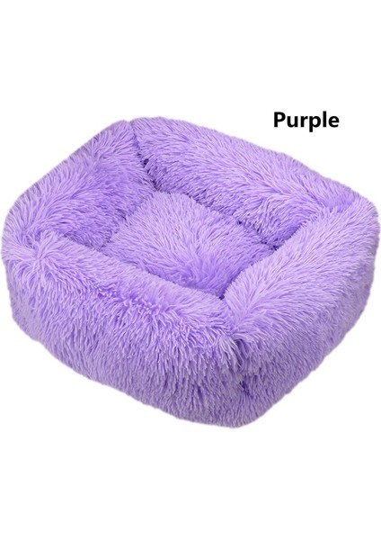Mor Tarzı S 55X45X20CM Kare Köpek Yatağı Uzun Peluş Düz Renk Pet Yatakları Küçük Orta Büyük Evcil Hayvanlar Için Kedi Mat Süper Yumuşak Kış Sıcak Uyku Paspasları (Yurt Dışından)