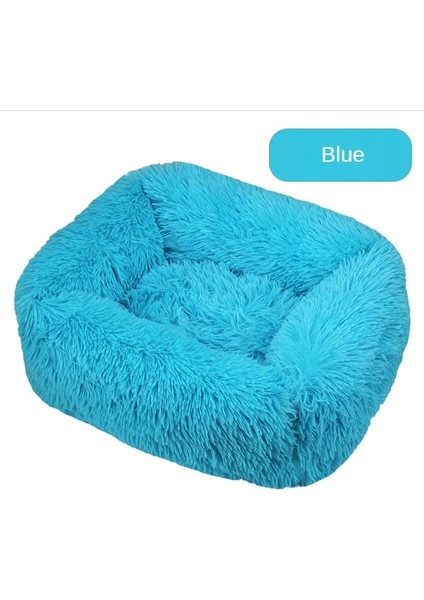 Mavi Stil 45X35CM Pet Yataklar Uzun Peluş Köpek Yatağı Kare Düz Renk Yavru Yataklar Küçük Orta Büyük Evcil Hayvanlar Için Mat Kış Sıcak Yatak Kedi Yastıkları (Yurt Dışından)
