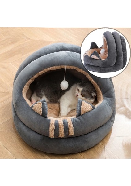 Stil A-Sarı Stil 35CM Pet House Top Köpek Kulübesi ile Yarı Kapalı Kedi Yuvası Sıcak Kedi Evi Mercan Polar Evcil Hayvan Yatakları Çıkarılabilir Kediler Mağara Evcil Hayvan Malzemeleri (Yurt Dışından) fiyatları