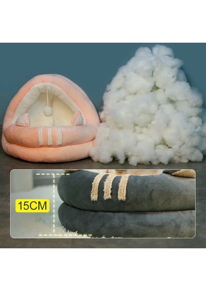 Stil A-Sarı Stil 35CM Pet House Top Köpek Kulübesi ile Yarı Kapalı Kedi Yuvası Sıcak Kedi Evi Mercan Polar Evcil Hayvan Yatakları Çıkarılabilir Kediler Mağara Evcil Hayvan Malzemeleri (Yurt Dışından) fırsatları