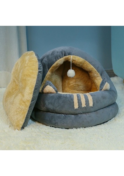 Stil A-Sarı Stil 35CM Pet House Top Köpek Kulübesi ile Yarı Kapalı Kedi Yuvası Sıcak Kedi Evi Mercan Polar Evcil Hayvan Yatakları Çıkarılabilir Kediler Mağara Evcil Hayvan Malzemeleri (Yurt Dışından) indirimleri