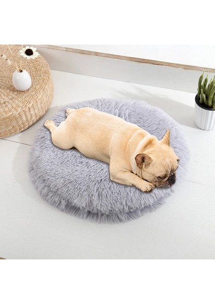 Ped-Açık Gri Tarzı 50CM Kedi Süper Yumuşak Uzun Peluş Sıcak Mat Sevimli Hafif Kulübesi Pet Uyku Sepeti Yatak Yuvarlak Kabarık Rahat Dokunmatik Evcil Hayvan Ürünleri (Yurt Dışından)