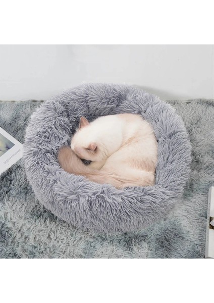 Ped-Açık Gri Tarzı 50CM Kedi Süper Yumuşak Uzun Peluş Sıcak Mat Sevimli Hafif Kulübesi Pet Uyku Sepeti Yatak Yuvarlak Kabarık Rahat Dokunmatik Evcil Hayvan Ürünleri (Yurt Dışından) indirimleri
