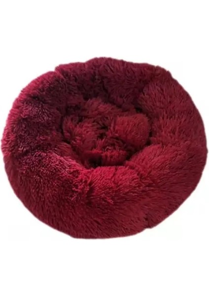 Kırmızı Stil 50CM 10 Renk Süper Yumuşak Kedi Yatağı Yuvarlak Kabarık Kedi Uyku Sepeti Uzun Peluş Sıcak Pet Mat Sevimli Hafif Rahat Dokunmatik Kulübesi (Yurt Dışından)