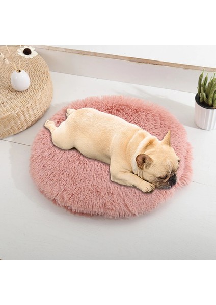 Ped-Pembe Tarzı 100CM Kedi Süper Yumuşak Uzun Peluş Sıcak Mat Sevimli Hafif Kulübesi Pet Uyku Sepeti Yatak Yuvarlak Kabarık Rahat Dokunmatik Evcil Hayvan Ürünleri (Yurt Dışından)