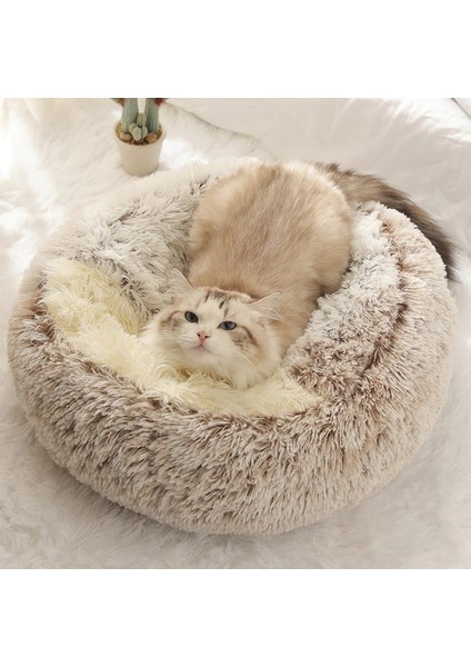 Beyaz Stil 40CM Süper Yumuşak Kedi Yatak Evi Sıcak Kış Kedi Yavrusu Uyku Yatakları Yuva Uzun Peluş Yavru Yuvarlak Kanepe Küçük Köpekler Kedi Kulübesi Kaymaz (Yurt Dışından) fiyatları