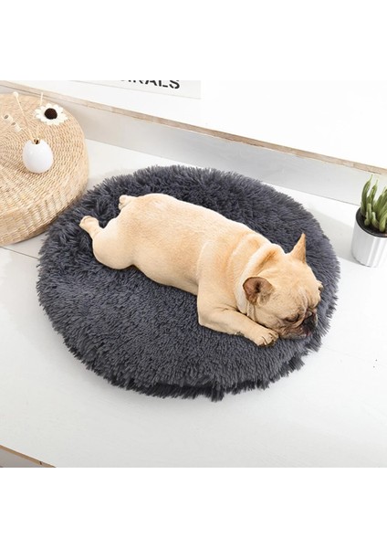 Ped-Koyu Gri Tarzı 60CM Kedi Süper Yumuşak Uzun Peluş Sıcak Mat Sevimli Hafif Kulübesi Pet Uyku Sepeti Yatak Yuvarlak Kabarık Rahat Dokunmatik Evcil Hayvan Ürünleri (Yurt Dışından)
