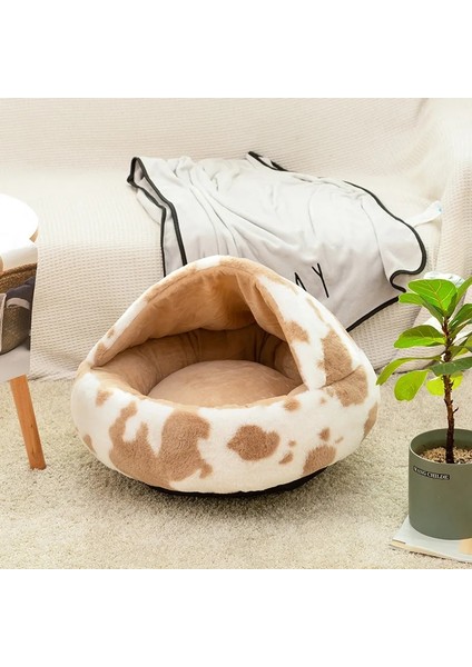 Bej Brindle Stili 5kg Için 40CM Ultra Yumuşak Peluş Kedi Çadır Mağara Yatak Pet Köpek Yatakları Yastık Rahat Yuva Donut Sarılma Kediler Köpek Için Kendinden Isınma Uyku Yatağı (Yurt Dışından)