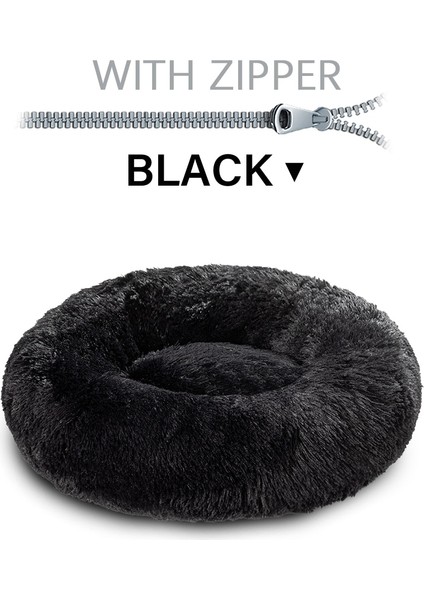 Gwll-Siyah Stil XS-40CM Vıp Yuvarlak Zip Pet Köpek Yatağı Büyük Küçük Köpek Kedi Evi Uzun Peluş Mat Kanepe Süper Yumuşak Pet Yatak Kulübesi Köpek Sakinleştirici Yatak (Yurt Dışından)