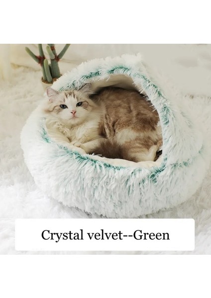 No.4 Tarzı 40CM Yeni Pet Köpek Kedi Yuvarlak Peluş Yatak Kışın Derin Uyku Için Yarı Kapalı Kedi Yuvası Kediler Yatak Küçük Mat Sepet Yumuşak Kulübesi (Yurt Dışından)