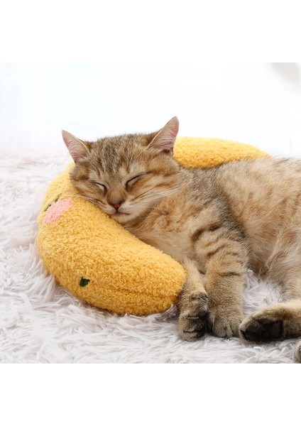 Sarı Stil U-Şekilli Yastık Kedi U-Şekilli Yastık Yatak Kış Çıkarılabilir Derin Uyku Yavrusu Küçük Köpek Pet Yatak Ev Malzemeleri Servikal Omurgayı Koruyun (Yurt Dışından)