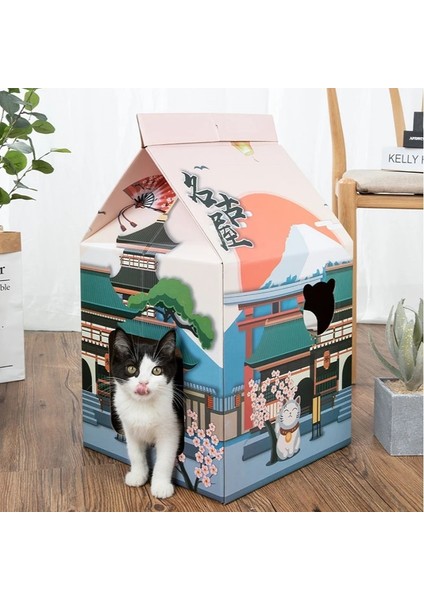 Barbekü Dükkanı Tarzı Oluklu Papper Süt Kutusu Kedi Evi Ev Yatak Nefes Tavşan Yavru Kedi Kedi Yuvası Scratch Pad Karton Pet Kedi Uyku Evi Için (Yurt Dışından) fiyatları