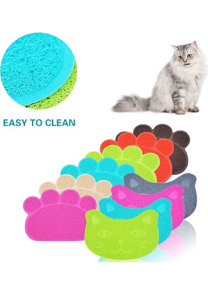 No.2 Tarzı Su Geçirmez Pet Kedi Kumu Mat Sevimli Pençe Şekli Besleme Pedi Pvc Kolay Temizlik Çift Katmanlı Kediler Pet Kediler Için Tuvalet Paspasları Malzemeleri (Yurt Dışından)